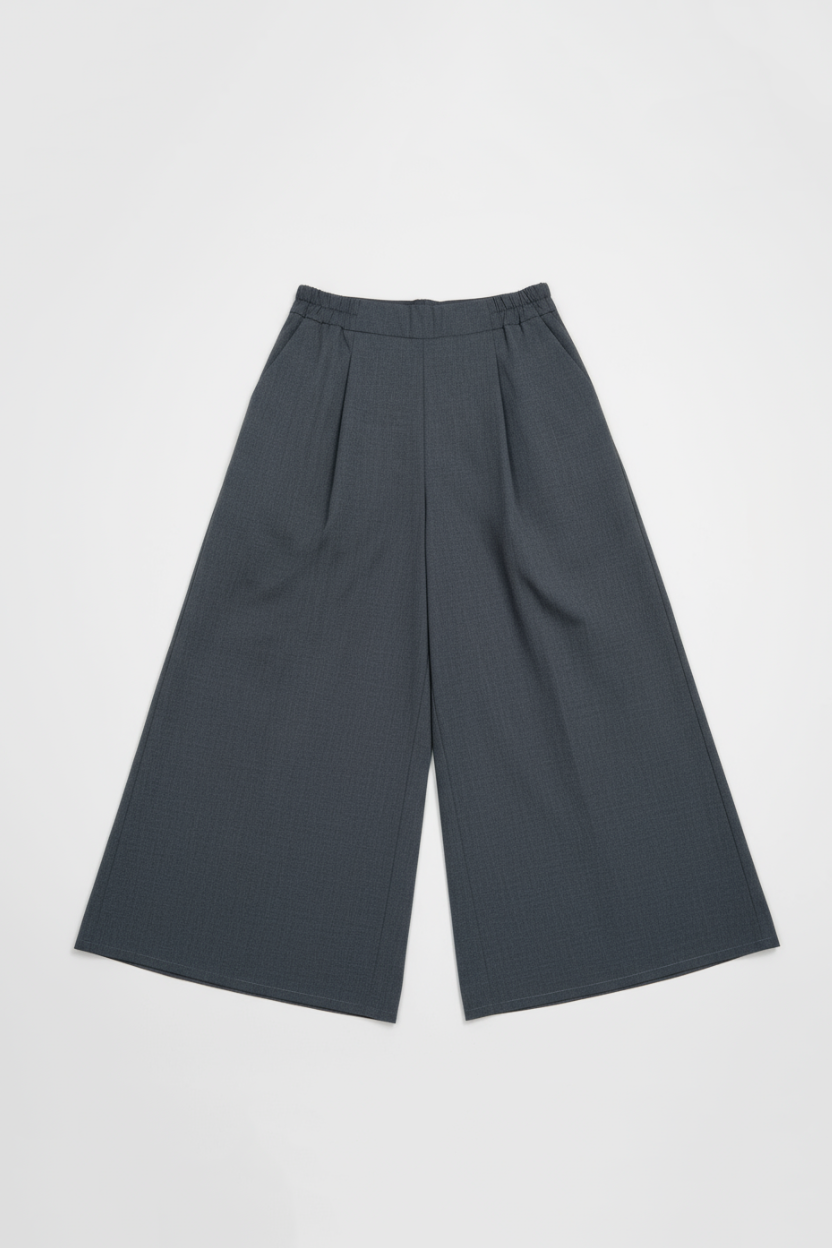 Široké culotte nohavice - sivá