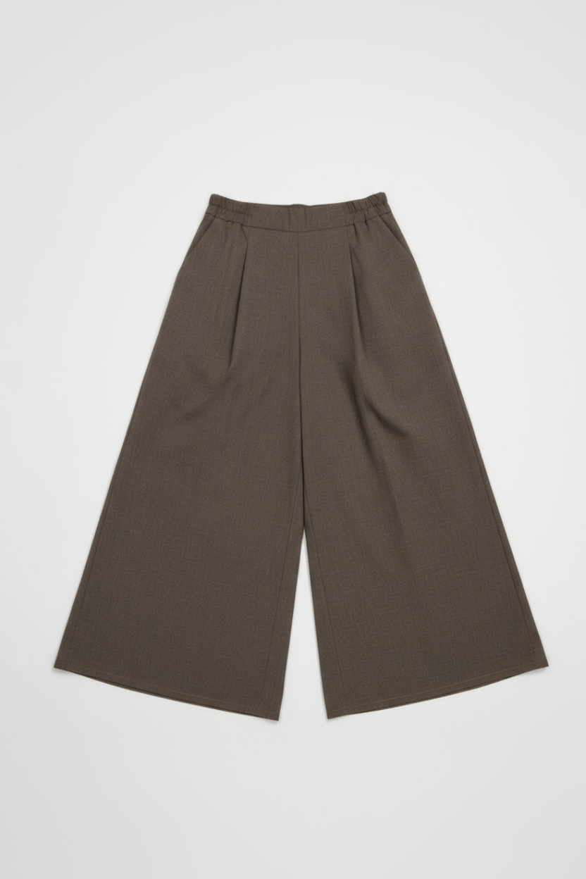 Široké culotte nohavice - hnedá