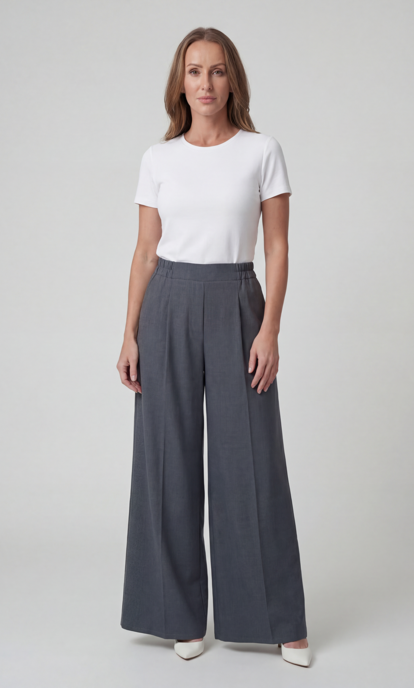 Široké culotte nohavice - sivá