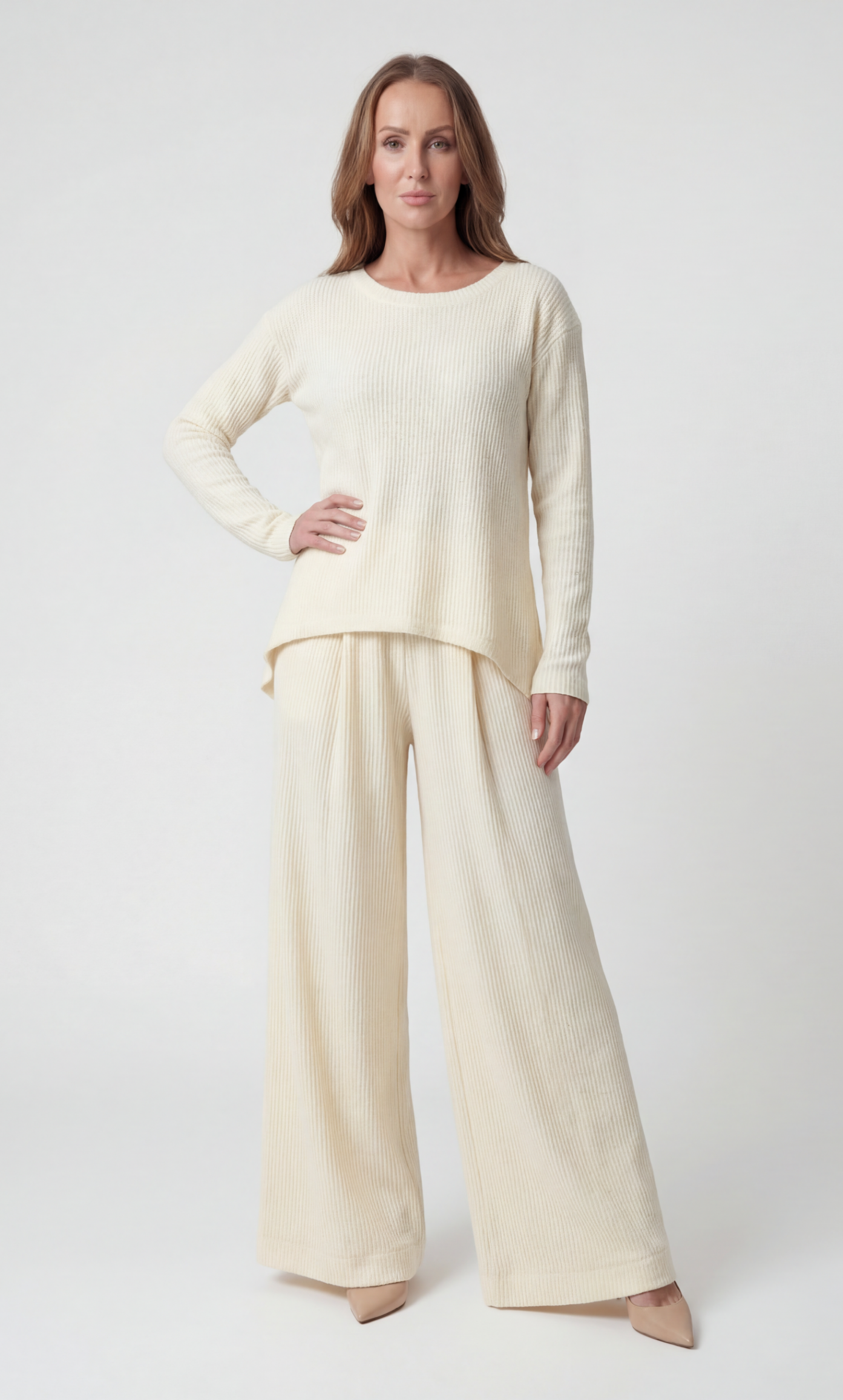 Svetlý úpletový set